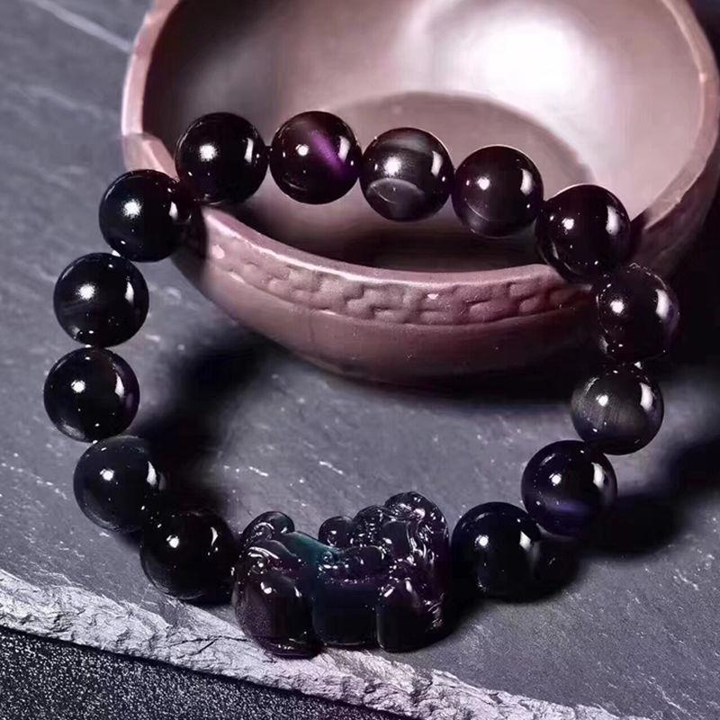 Natural Rainbow Obsidian Pixiu Protection Bracelet