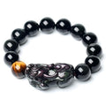 Natural Rainbow Obsidian Pixiu Yellow Tiger`s Eye Bead Protection Bracelet