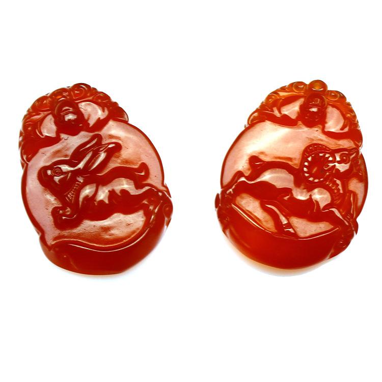Natural Red Agate 12 Chinese Zodiac Pendant