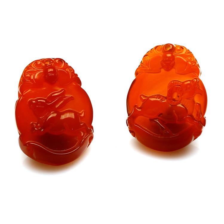 Natural Red Agate 12 Chinese Zodiac Pendant