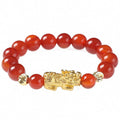 Natural Red Agate Gold Bead Pixiu Lucky Bracelet