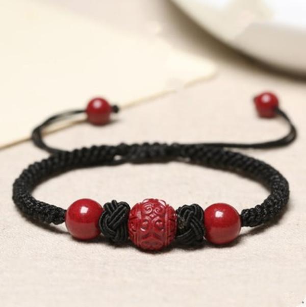 Natural Red Cinnabar Beads Wealth Red Rope Bracelet