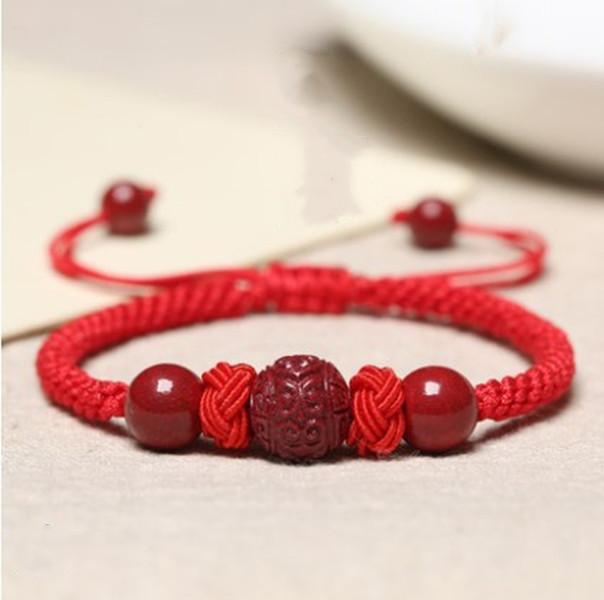 Natural Red Cinnabar Beads Wealth Red Rope Bracelet