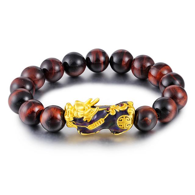Natural Red Tiger Eye Color Changing Pixiu Protection Bracelet