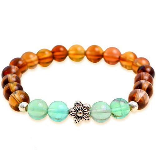 Natural Smoky Crystal Green Fluorite Healing Bracelet