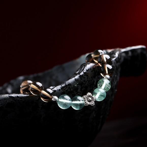 Natural Smoky Crystal Green Fluorite Healing Bracelet