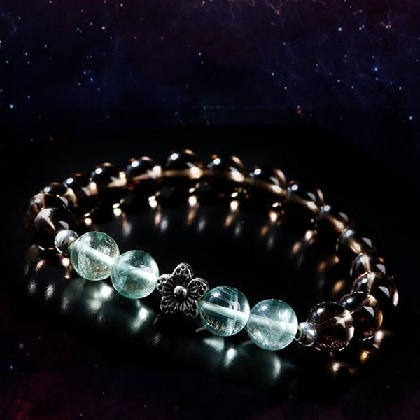 Natural Smoky Crystal Green Fluorite Healing Bracelet