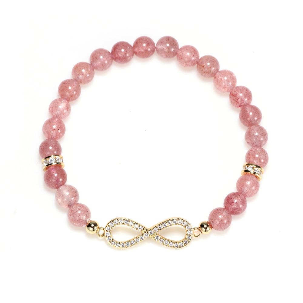 Natural Strawberry Crystal Charm Lucky Bracelet