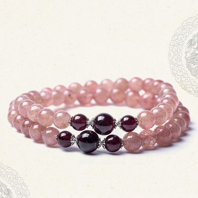 Natural Strawberry Crystal Double Circle Lucky Bracelet