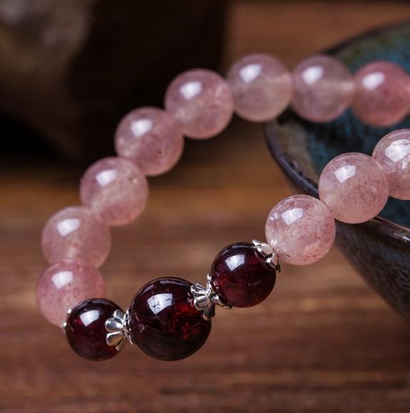 Natural Strawberry Crystal Double Circle Lucky Bracelet