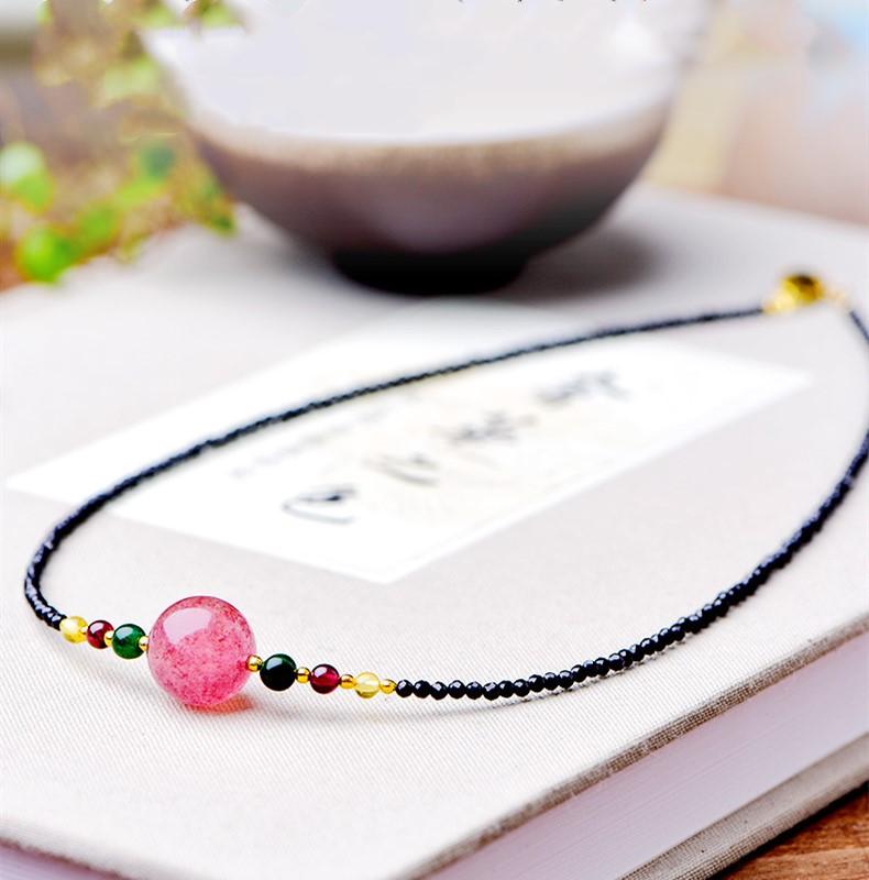 Natural Strawberry Crystal Pendant Necklace