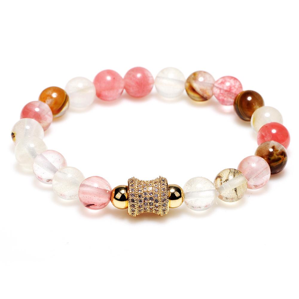 Natural Tourmaline Stone Charm Lucky Bracelet(Watermelon Stone)