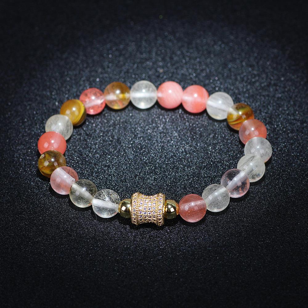 Natural Tourmaline Stone Charm Lucky Bracelet(Watermelon Stone)