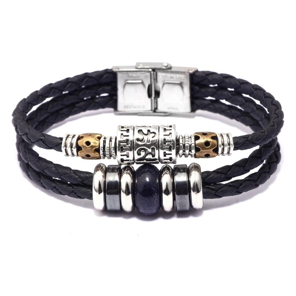 Natural Turquoise Stone Buddha Mantra Leather Healing Bracelet