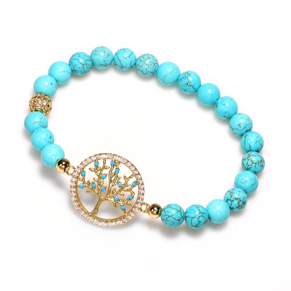 Natural Turquoise Stone Life Of Tree Protection Bracelet