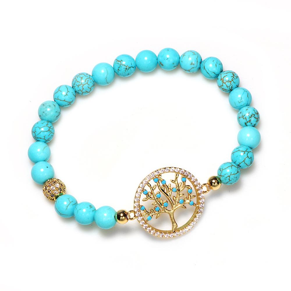 Natural Turquoise Stone Life Of Tree Protection Bracelet