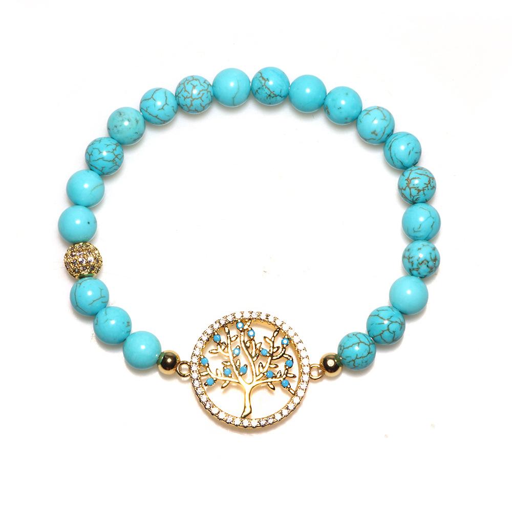 Natural Turquoise Stone Life Of Tree Protection Bracelet