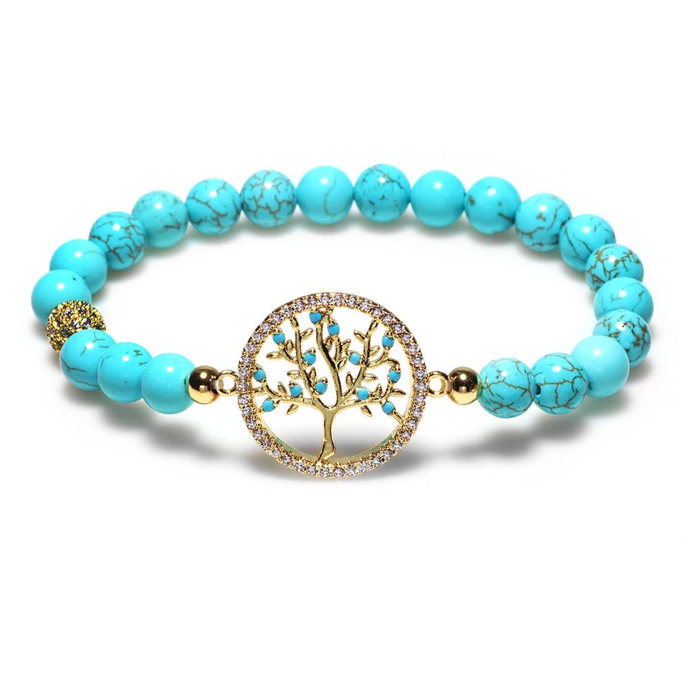 Natural Turquoise Stone Life Of Tree Protection Bracelet