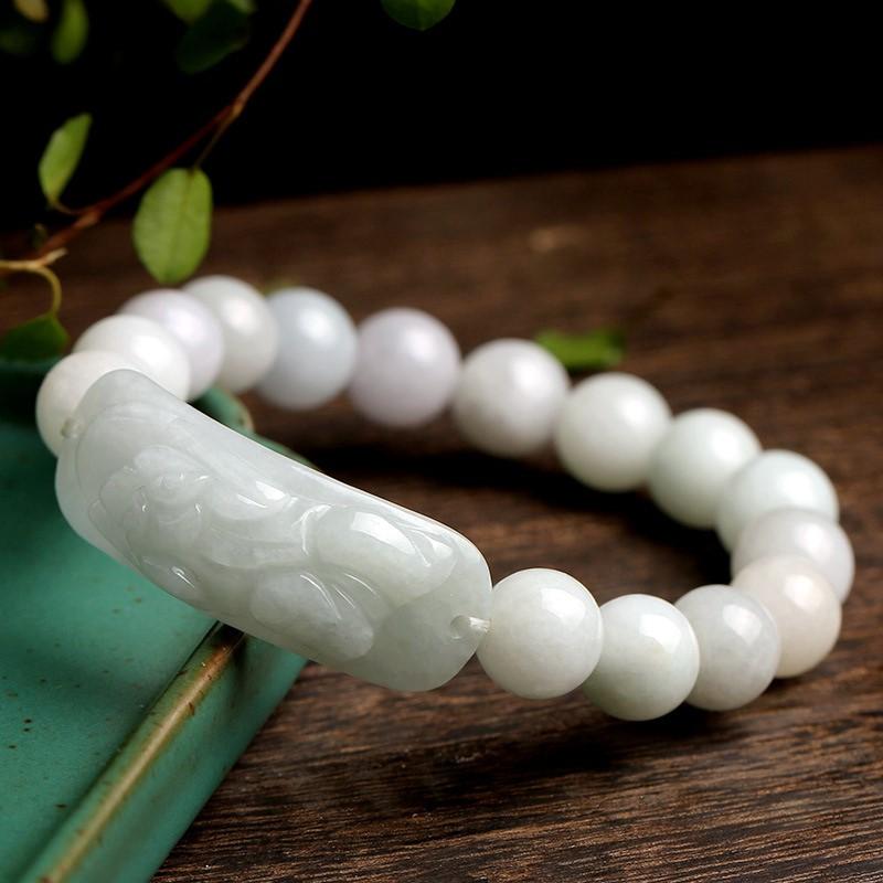 Natural White Jade Blessings & Good Luck Pixiu Lucky Bracelet