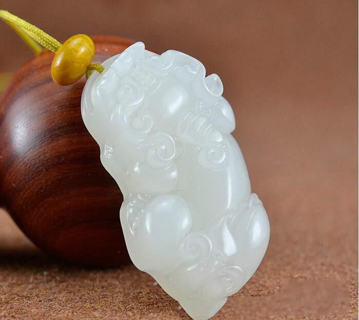 Natural White Jade Pixiu Pendant Healing Necklace