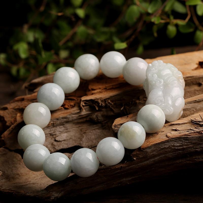 Natural White Jade Pixiu Wealth Bracelet