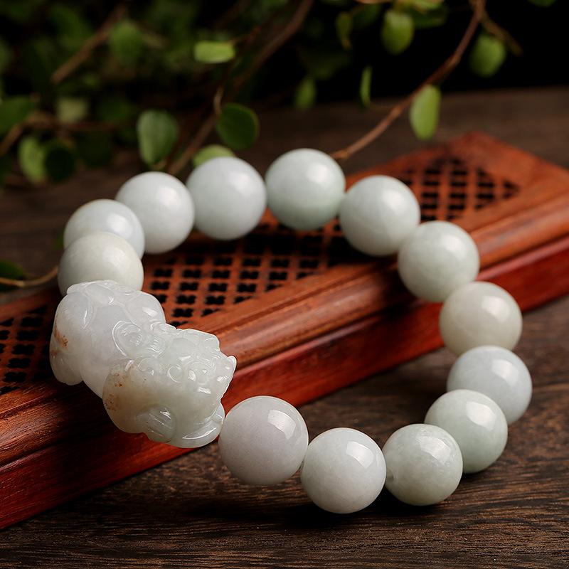 Natural White Jade Pixiu Wealth Bracelet