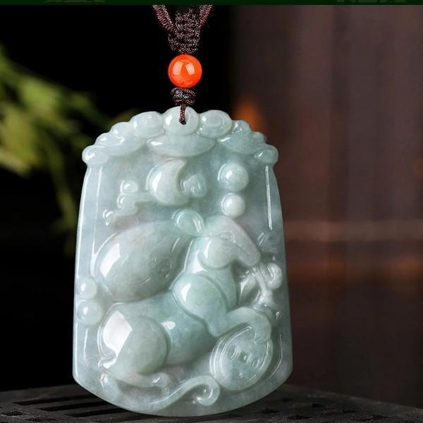 Natural Whithe Jade 12 Chinese Zodiac Lucky Amulet Pendant Necklace