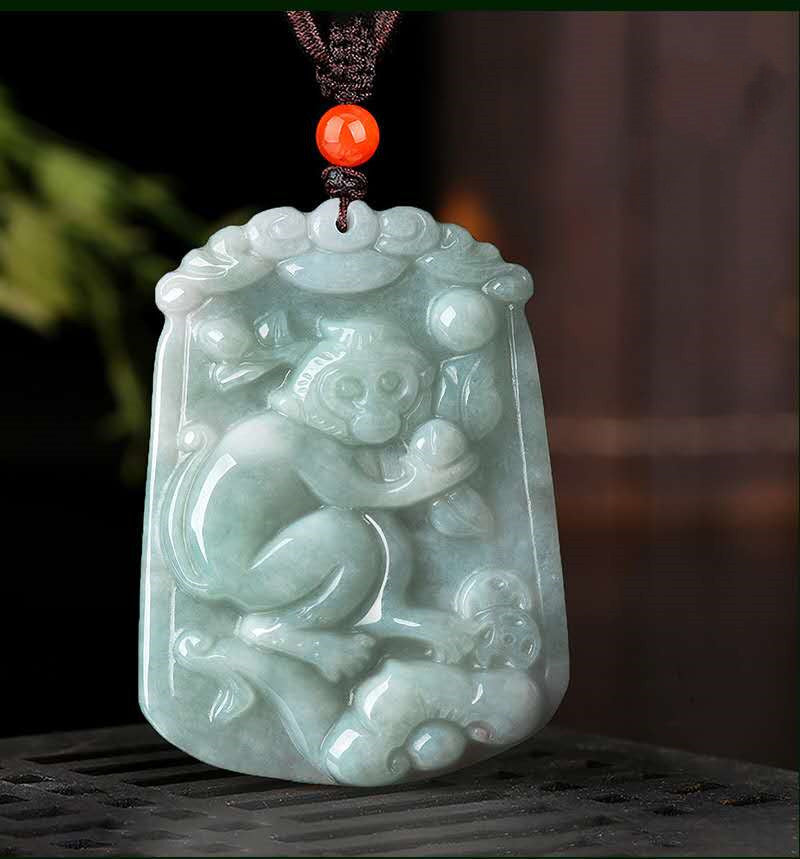 Natural Whithe Jade 12 Chinese Zodiac Lucky Amulet Pendant Necklace