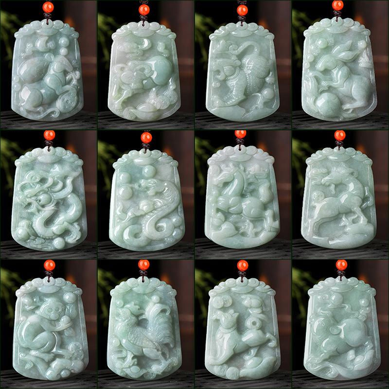 Natural Whithe Jade 12 Chinese Zodiac Lucky Amulet Pendant Necklace