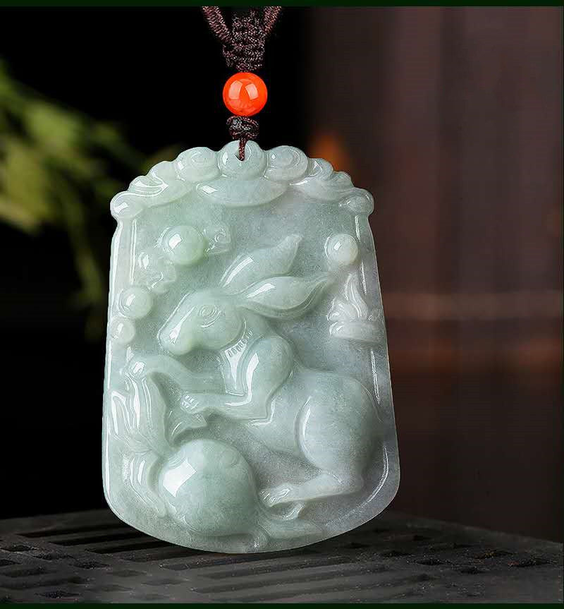 Natural Whithe Jade 12 Chinese Zodiac Lucky Amulet Pendant Necklace