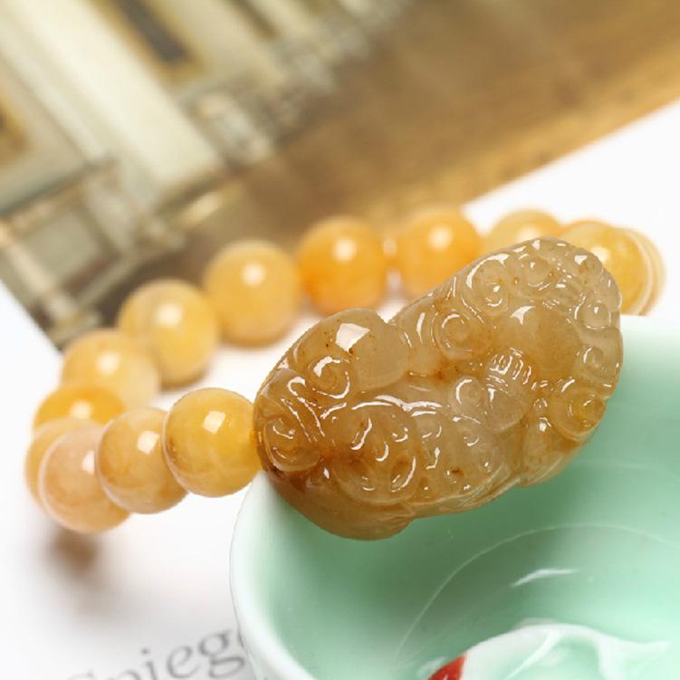 Natural Yellow Jade Pixiu Wealth Bracelet