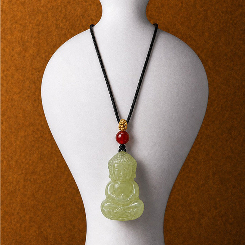 Nephrite Jade Buddha Pendant-Quiet Blessings