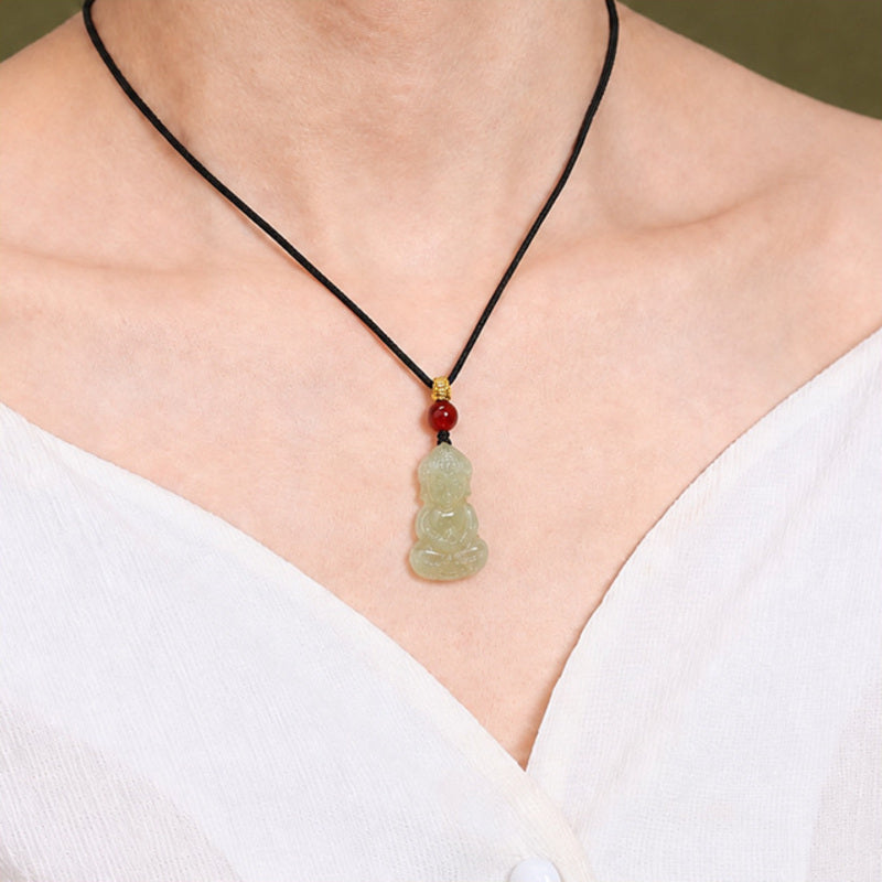 Nephrite Jade Buddha Pendant-Quiet Blessings