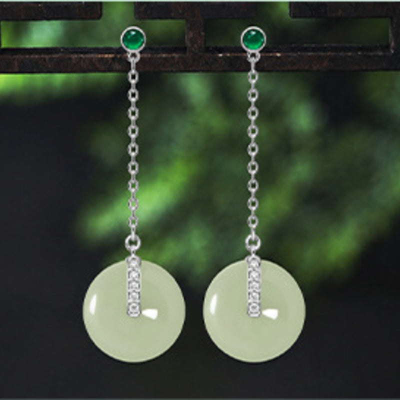 Nephrite Jade Peace Buckle Earrings-Quiet Harmony