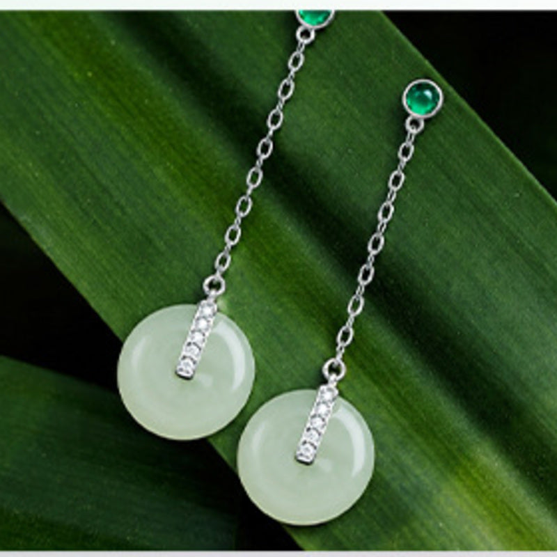 Nephrite Jade Peace Buckle Earrings-Quiet Harmony