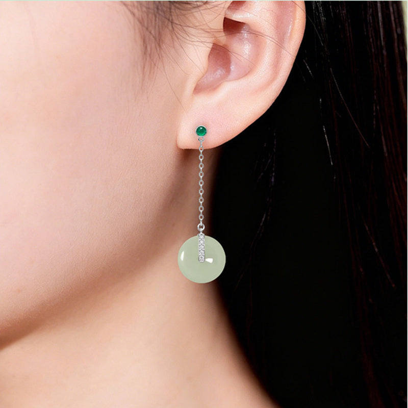 Nephrite Jade Peace Buckle Earrings-Quiet Harmony