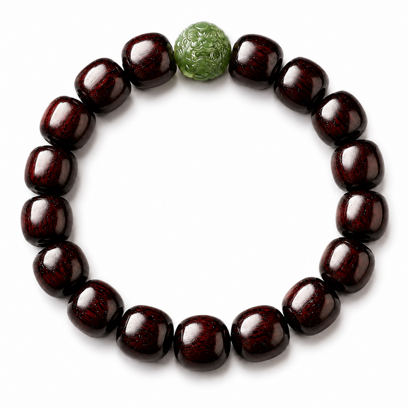 Nephrite Jade Pixiu Rosewood Bracelet-Rooted Momentum