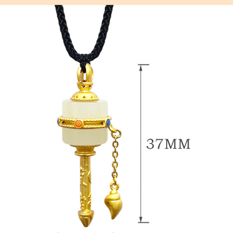 Nephrite Jade Prayer Wheel Pendant-Mindful Rhythm