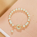 Nephrite Jade Peace Buckle Silver Bracelet-Autumn Grace