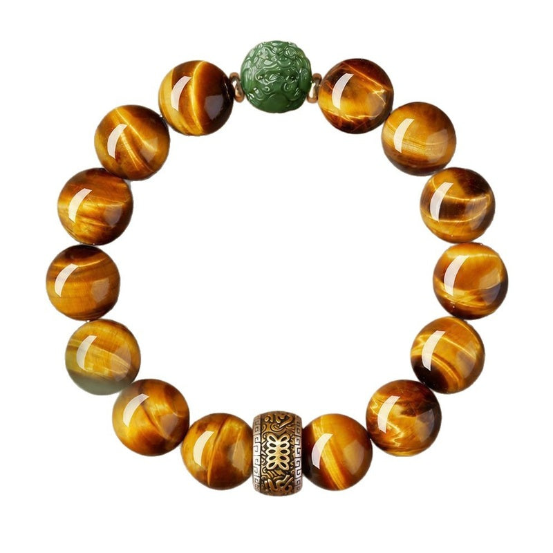 Steady Purpose-Nephrite Jade Pixiu Yellow Tiger's Eye Bracelet