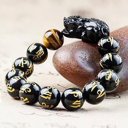 New Edition Obsidian Pixiu Wealth Mantra Bracelet