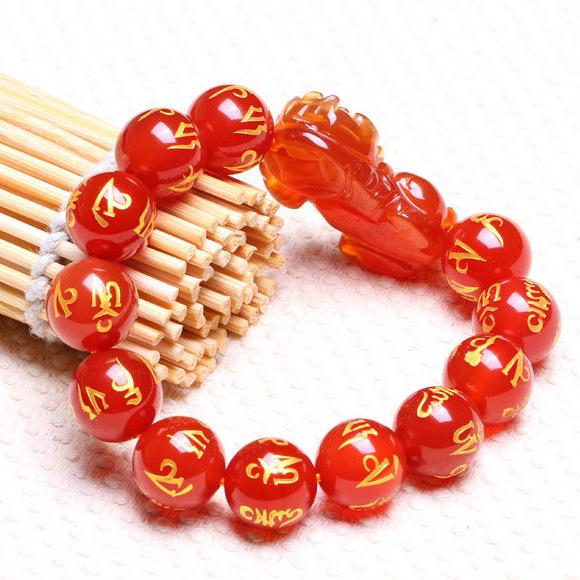 New Edition Red Agate Lucky Pixiu Wealth Bracelet(Six True Words)