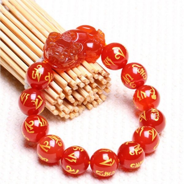 New Edition Red Agate Lucky Pixiu Wealth Bracelet(Six True Words)