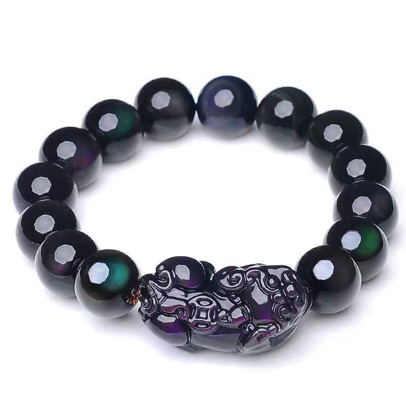 (New Edition)Natural Rainbow Obsidian Pixiu Healing Bracelet