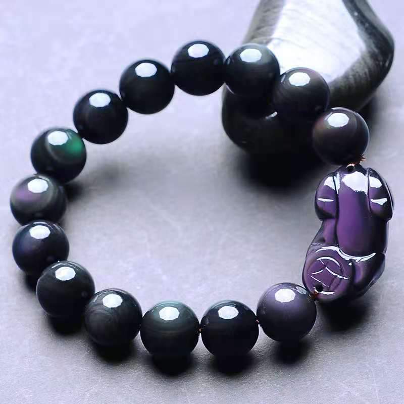 (New Edition)Natural Rainbow Obsidian Pixiu Healing Bracelet
