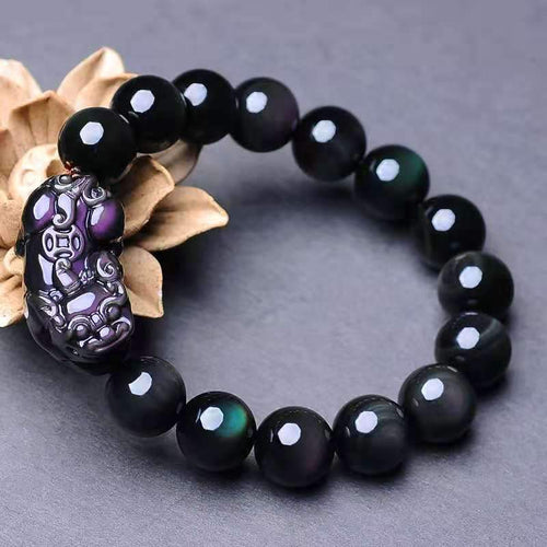 (New Edition)Natural Rainbow Obsidian Pixiu Healing Bracelet