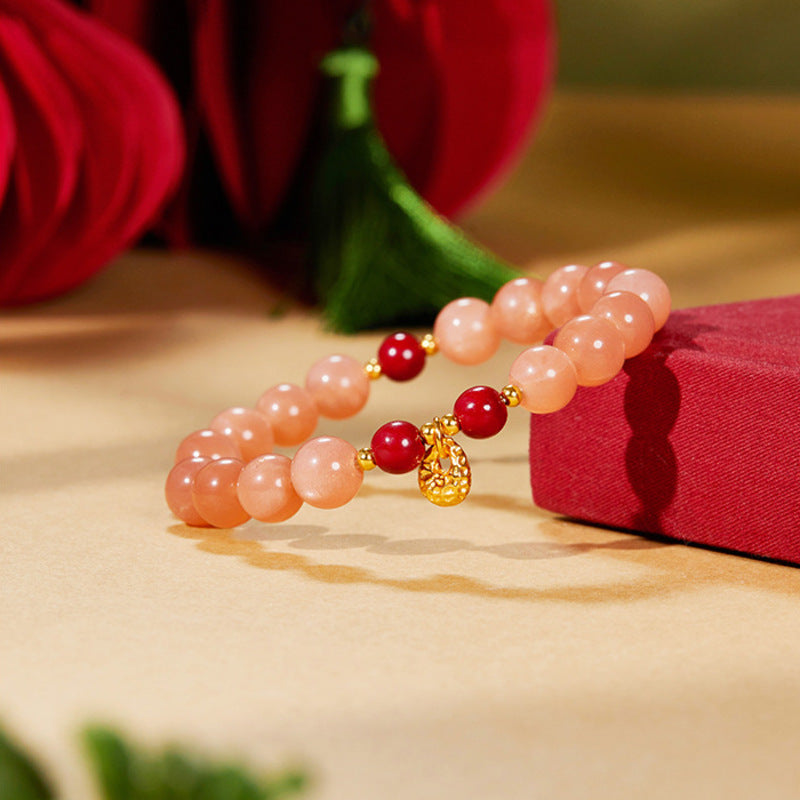 Orange Moonstone Fortune Bag Bracelet-Wishes for Joy