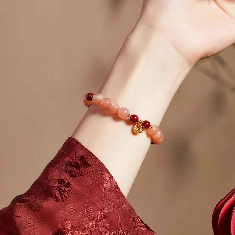 Orange Moonstone Fortune Bag Bracelet-Wishes for Joy