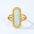 Peace Shield Jade 925 Silver 10K Gold Plated Ring