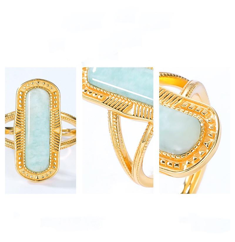 Peace Shield Jade 925 Silver 10K Gold Plated Ring